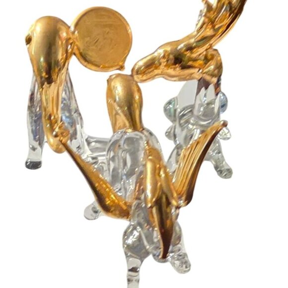 4 Vintage Crystal Animal Figurines 24K Gold Gilded mouse elephant deer Pegasus - Picture 4 of 16